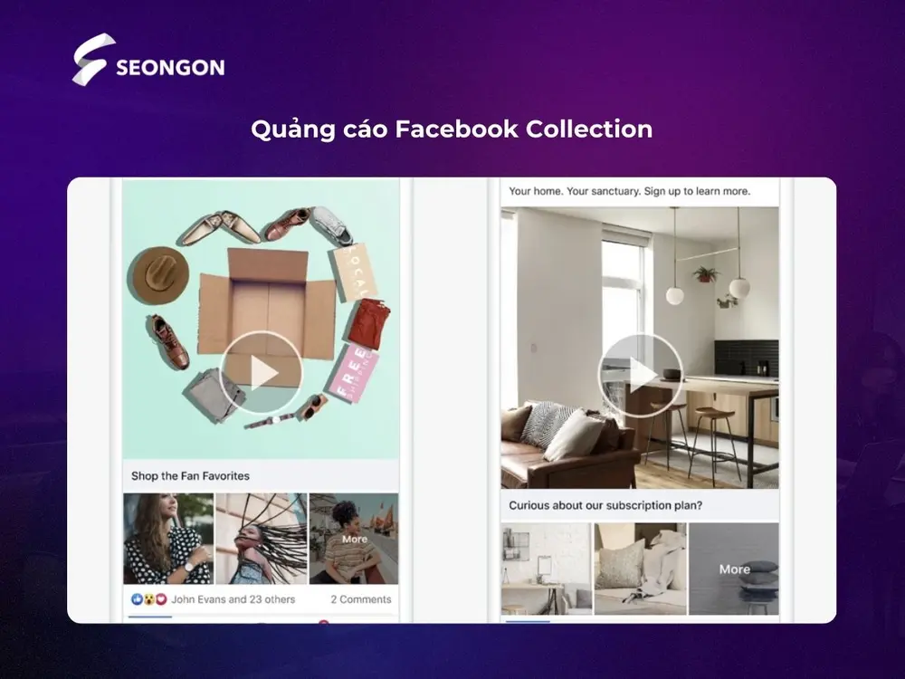 Collection Facebook Ads là một định dạng quảng cáo cho phép người dùng khám phá sản phẩm