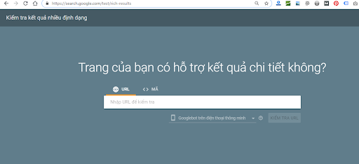 Truy cập trang website Google Rich result tester