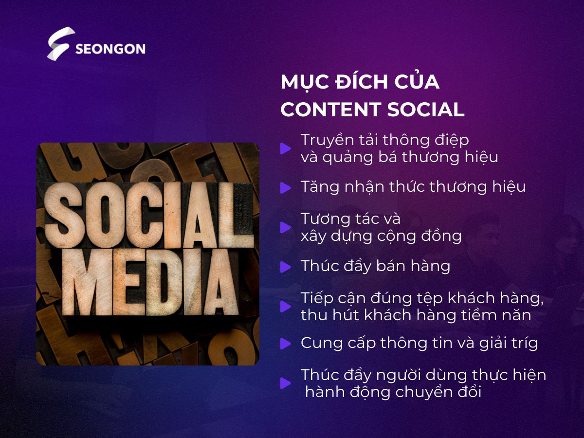 Content Social mang trong mình nhiều mục đích khác nhau