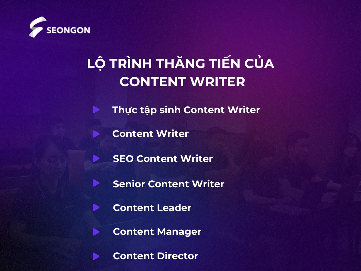 Content Writer thường có lộ trình thăng tiến rõ ràng và cụ thể