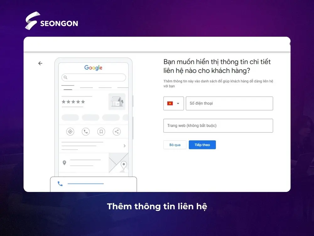Cung cấp số điện thoại và website nếu có