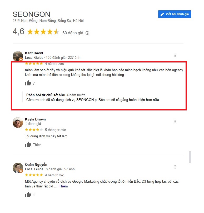 Tương tác, phản hồi đánh giá của khách hàng trên Google My Business để tăng độ uy tín