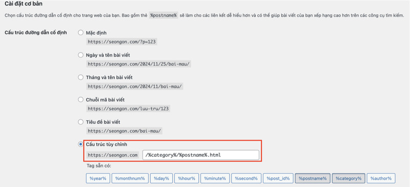 Hướng dẫn SEO WordPress cách tạo URL thân thiện