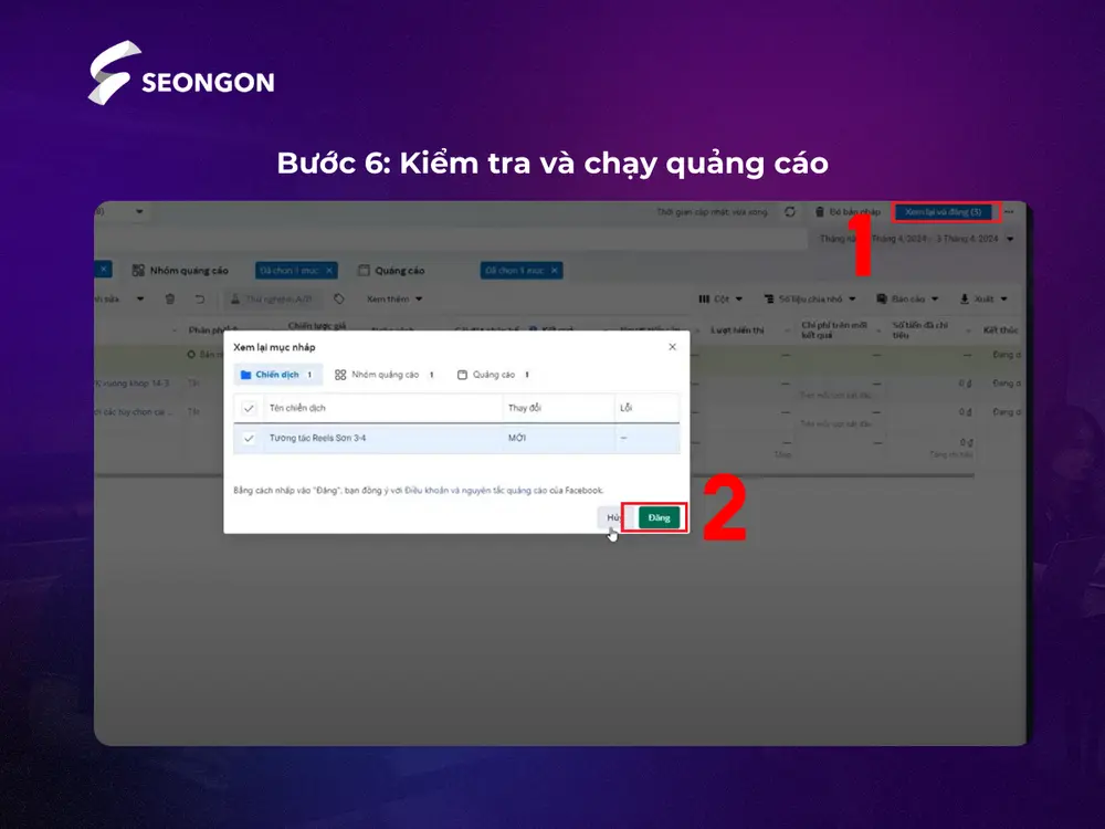 Kiểm tra kỹ các thông tin trước khi bắt đầu chạy quảng cáo