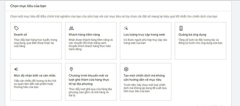 Việc lựa chọn mục tiêu phù hợp là vô cùng quan trọng để đảm bảo hiệu quả cho chiến dịch quảng cáo của bạn.
