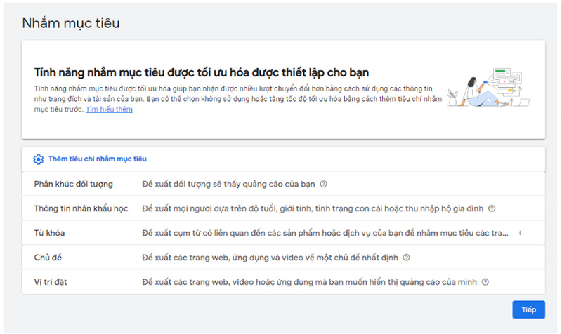 Lựa chọn nhắm mục tiêu của quảng cáo hiển thị