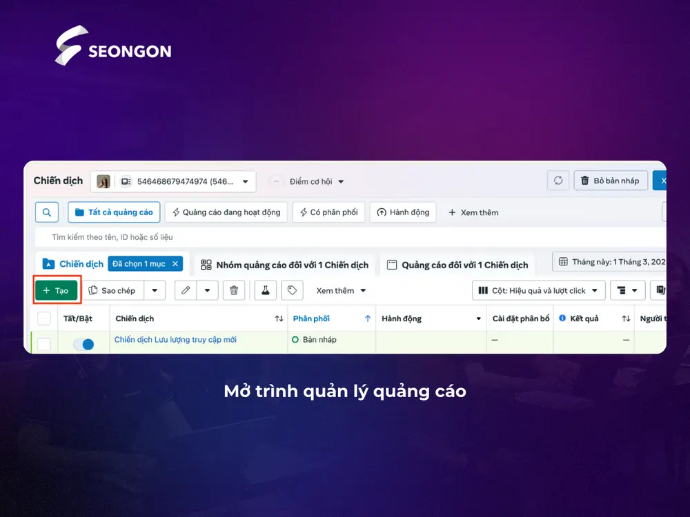Mở trình quảng cáo