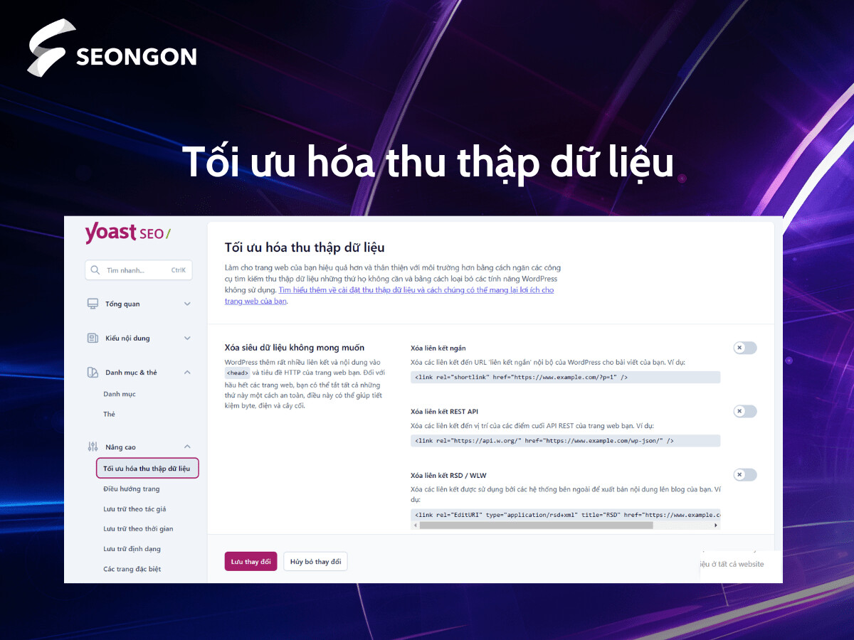 Mục menu đầu tiên được gọi là Tối ưu hóa thu thập dữ liệu