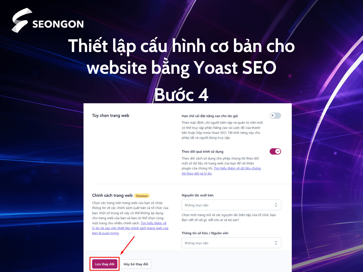 Nhấn Lưu để hoàn tất việc thiết lập cấu hình cơ bản cho website