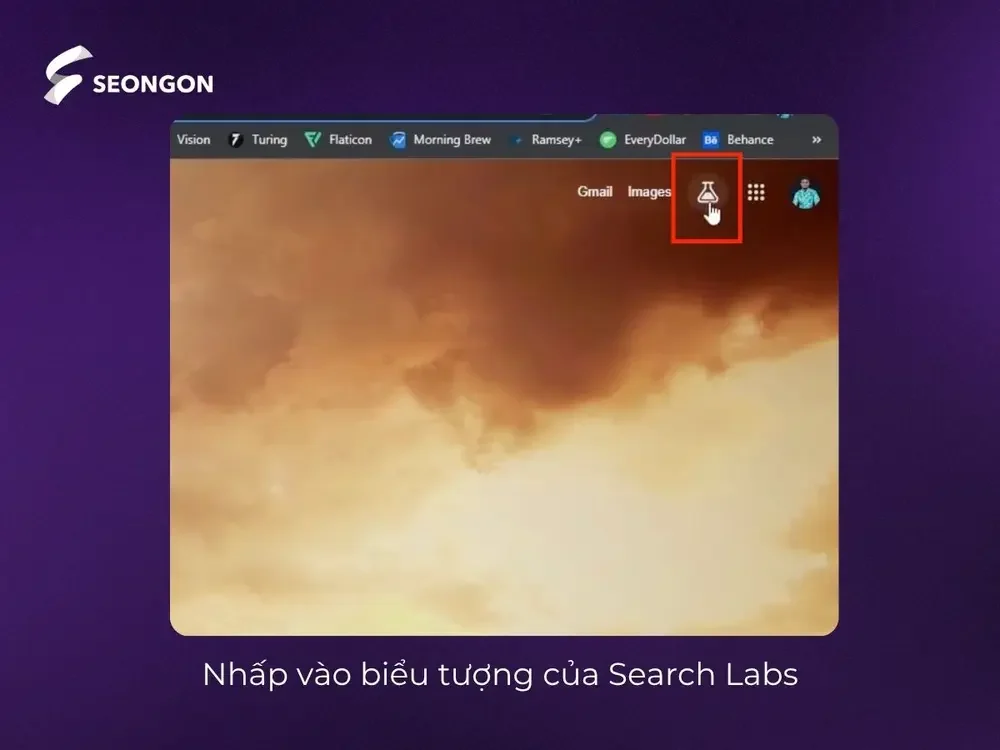 Nhấp vào biểu tượng Search Labs trên màn hình