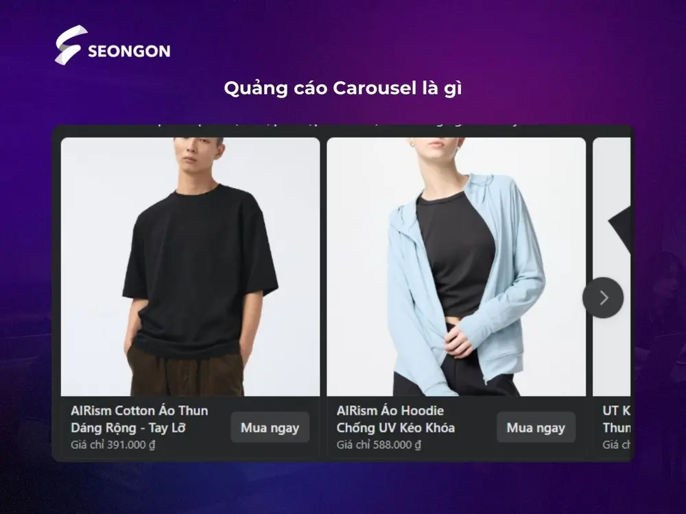 Quảng cáo Carousel cho phép hiển thị từ 2 hình ảnh trong một quảng cáo