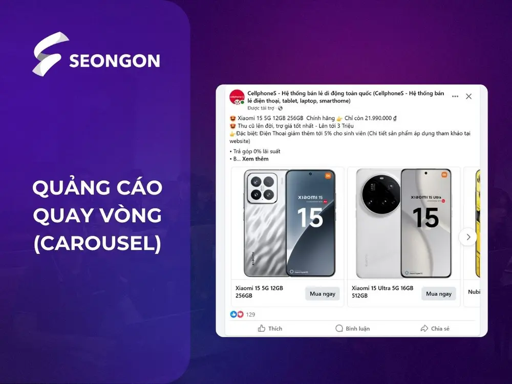 Quảng cáo quay vòng giúp doanh nghiệp hiển thị nhiều sản phẩm/dịch vụ trên cùng một quảng cáo