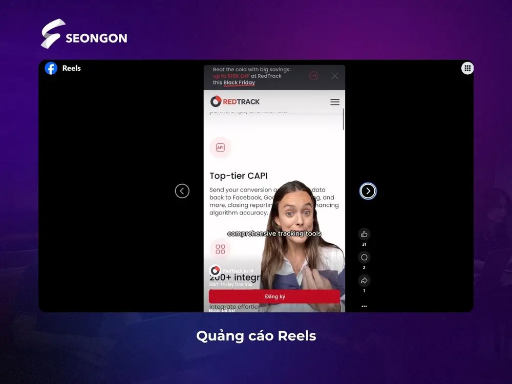 Quảng cáo Reels trên Facebook sử dụng video ngắn và là xu hướng quảng cáo được nhiều doanh nghiệp ưa chuộng