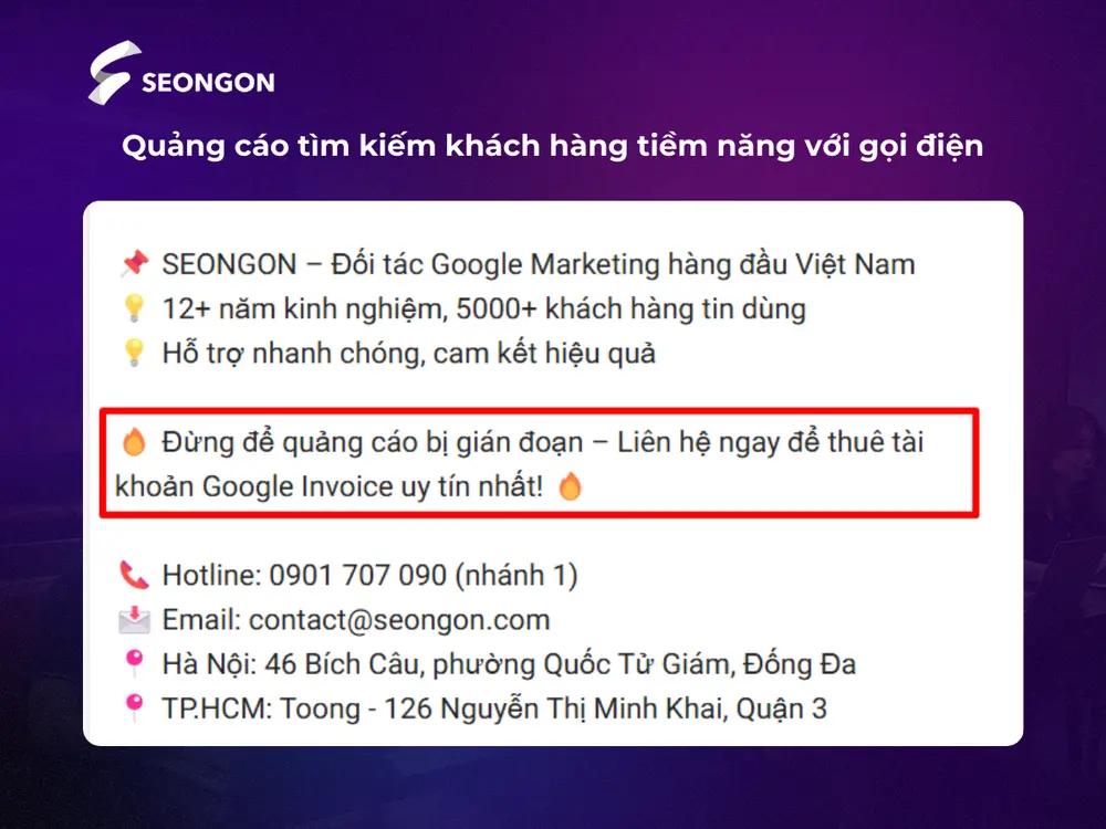 Quảng cáo tìm kiếm khách hàng tiềm năng với hình thức gọi điện