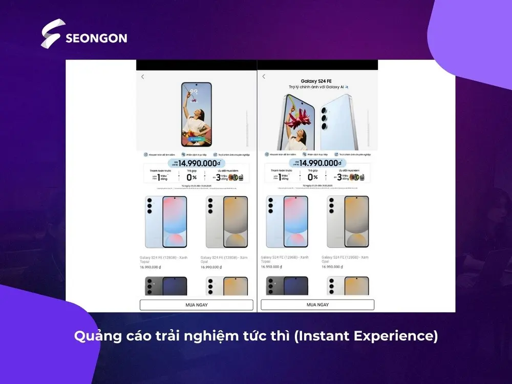 Quảng cáo trải nghiệm tức thì cho phép người dùng có thể trực tiếp tham quan, mua sắm ngay trên nền tảng