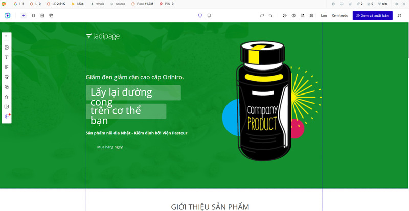 Sau khi lưu Landing Page, giao diện chỉnh sửa sẽ xuất hiện