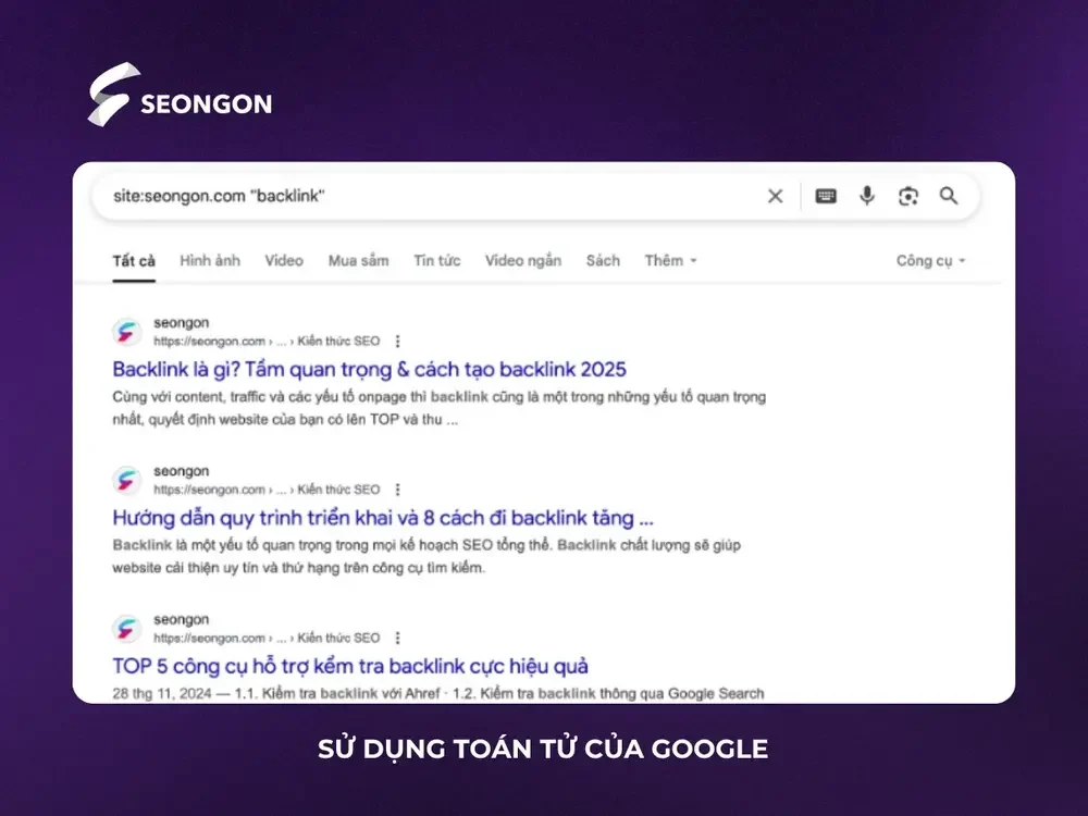 Sử dụng toán tử của Google để kiểm tra nội dung trùng lặp nội bộ