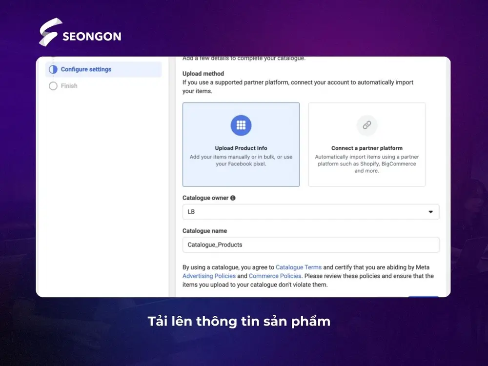 Tải thông tin của sản phẩm lên Facebook
