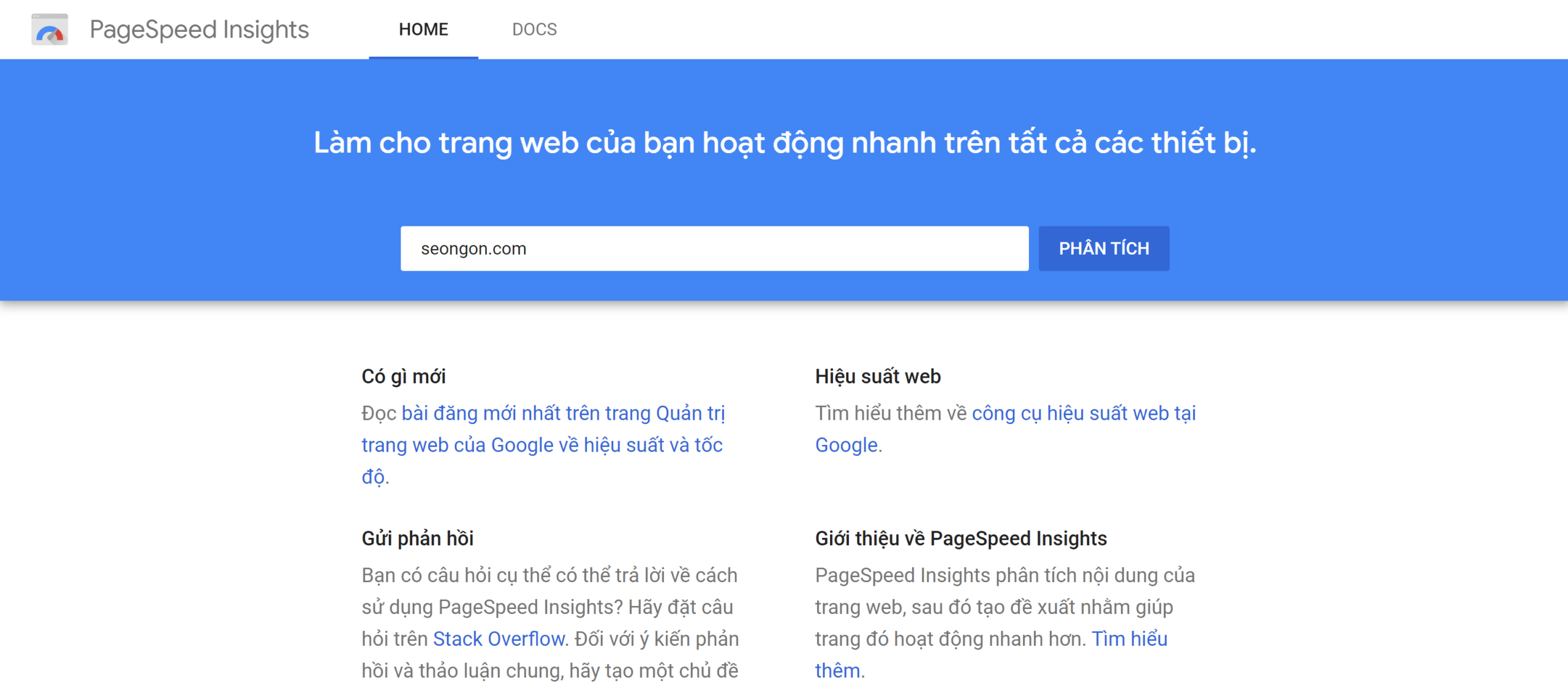Công cụ kiểm tra tốc độ tải trang