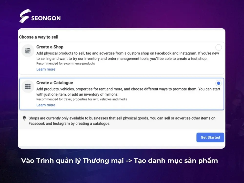 Tạo danh mục sản phẩm trong Trình quản lý Thương mại