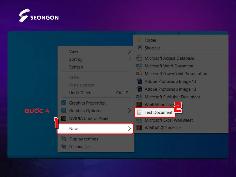 Tạo thư mục Text Document trên màn hình