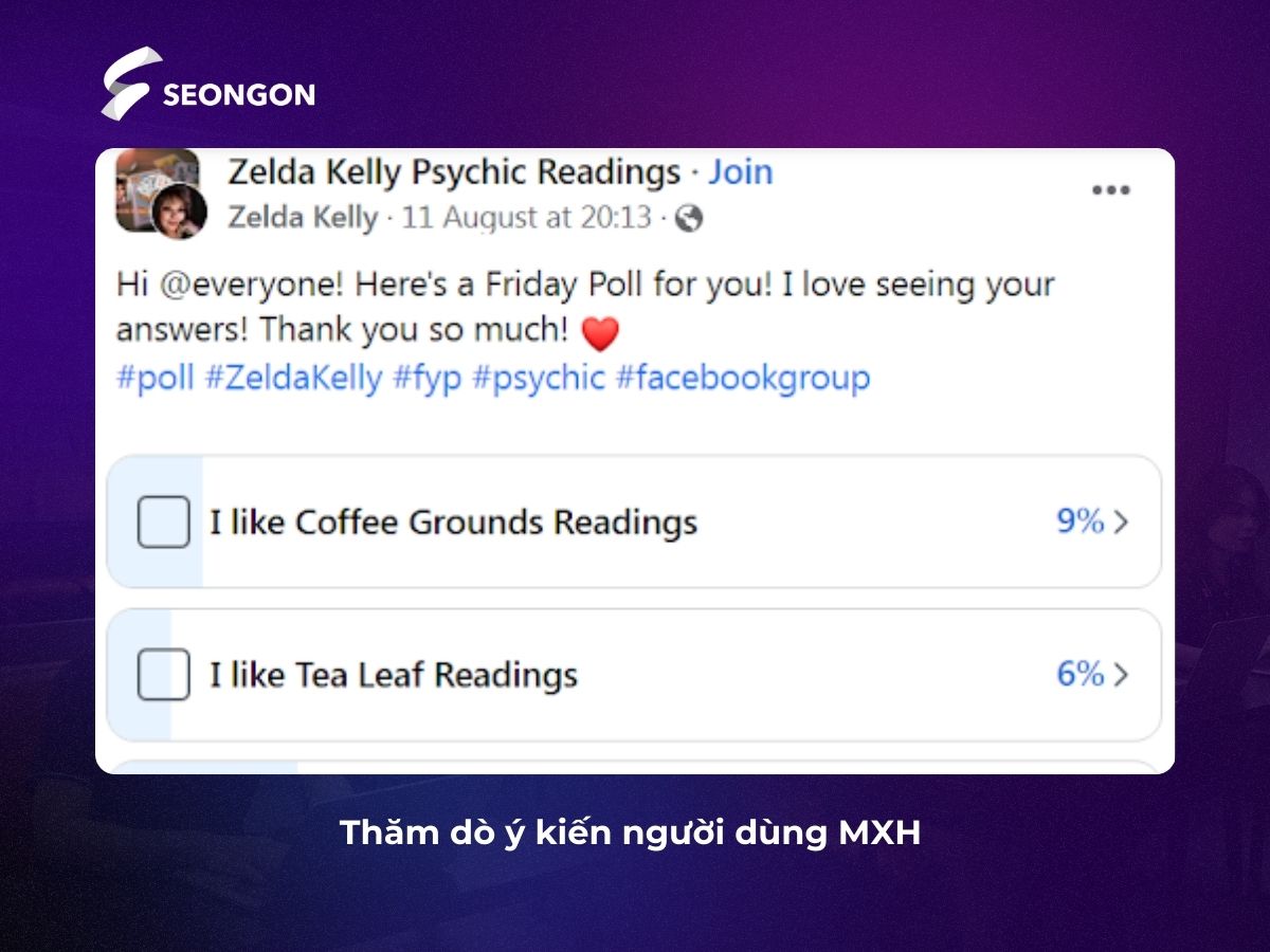 Thăm dò ý kiến là một dạng content khảo sát nhu cầu, mong muốn của người dùng