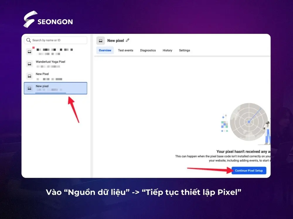 Thao tác thiết lập Pixel thủ công
