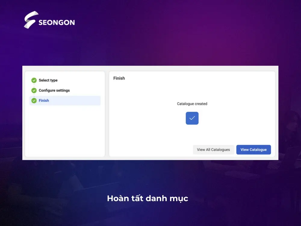 Thông báo hoàn thành tải danh mục sản phẩm