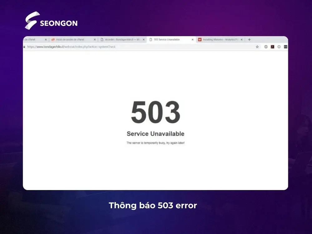 Thông báo lỗi 503 error