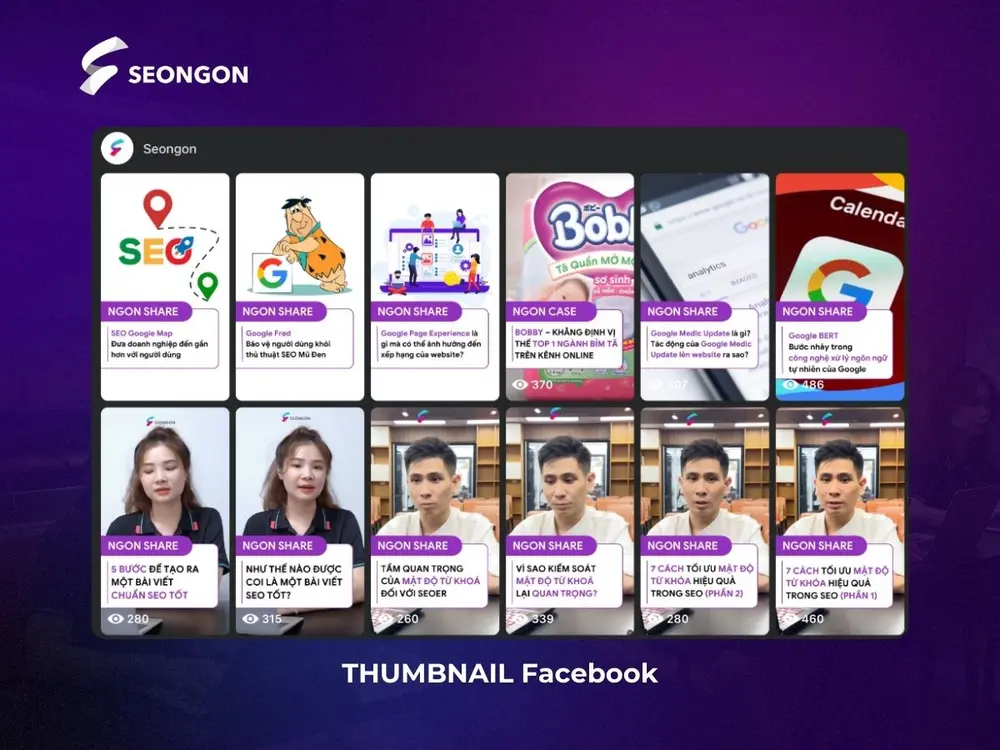 Thumbnail trên nền tảng mạng xã hội Facebook và Instagram.