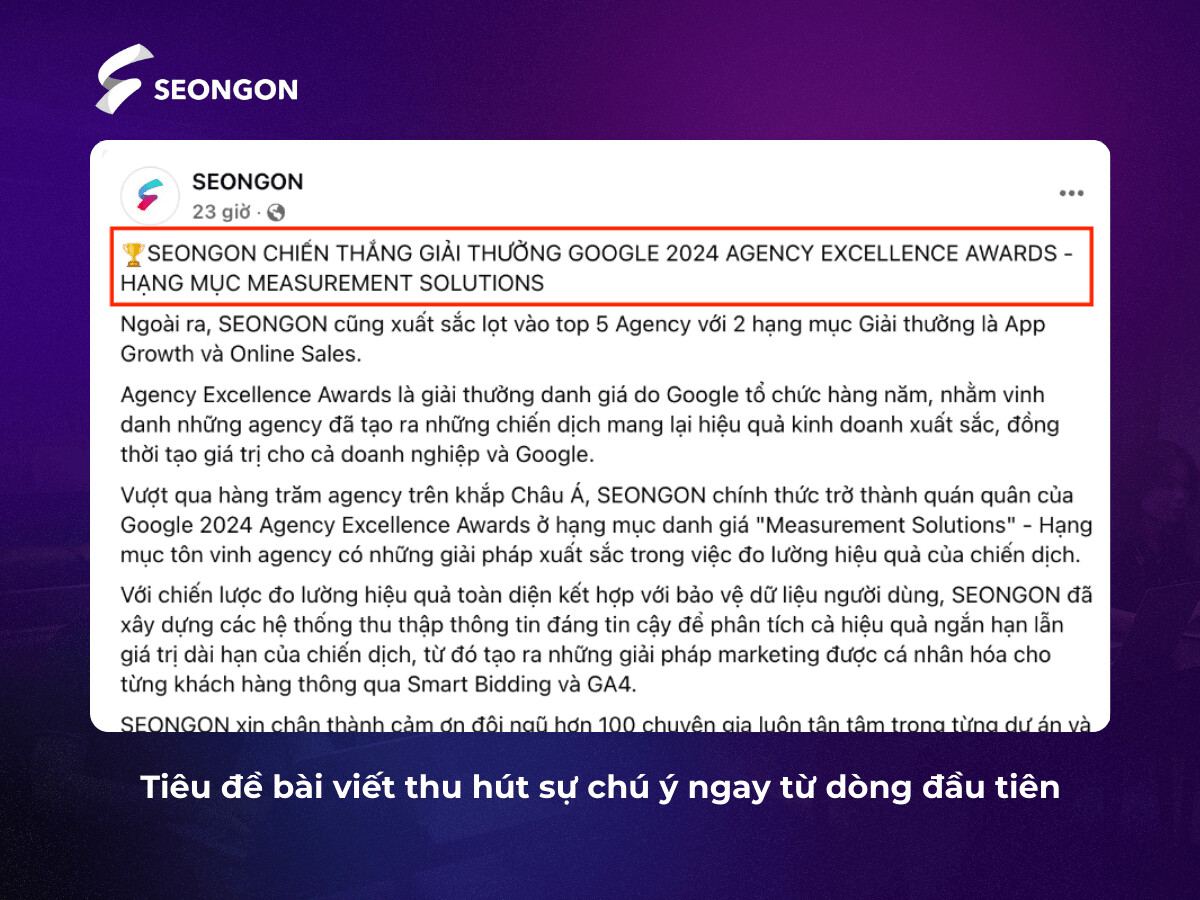 Tiêu đề bài viết cần phải gây thu hút đối với người dùng mạng xã hội