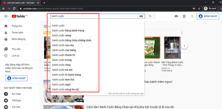 Tìm từ khóa liên quan bằng Youtube Suggest
