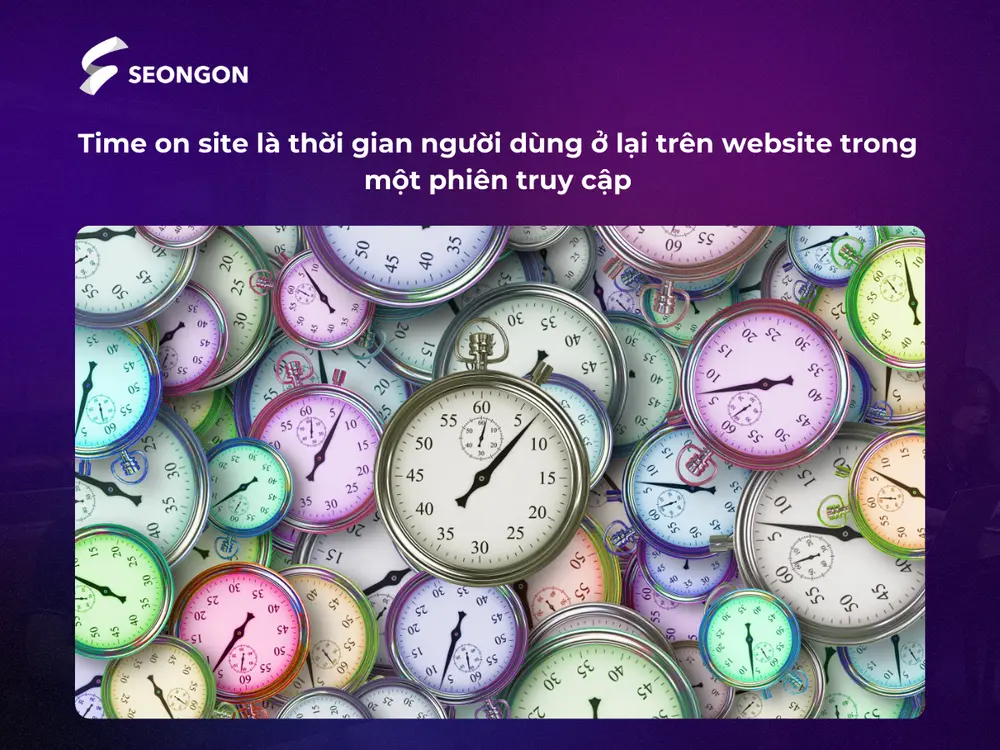 Time on site là thời gian người dùng ở lại trên website trong một phiên truy cập