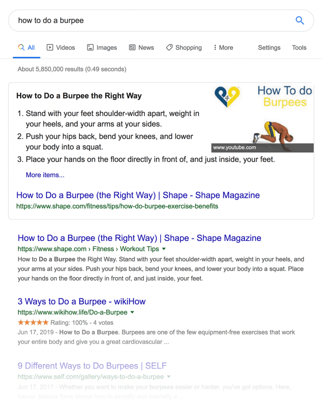 Ví dụ về Search Intent