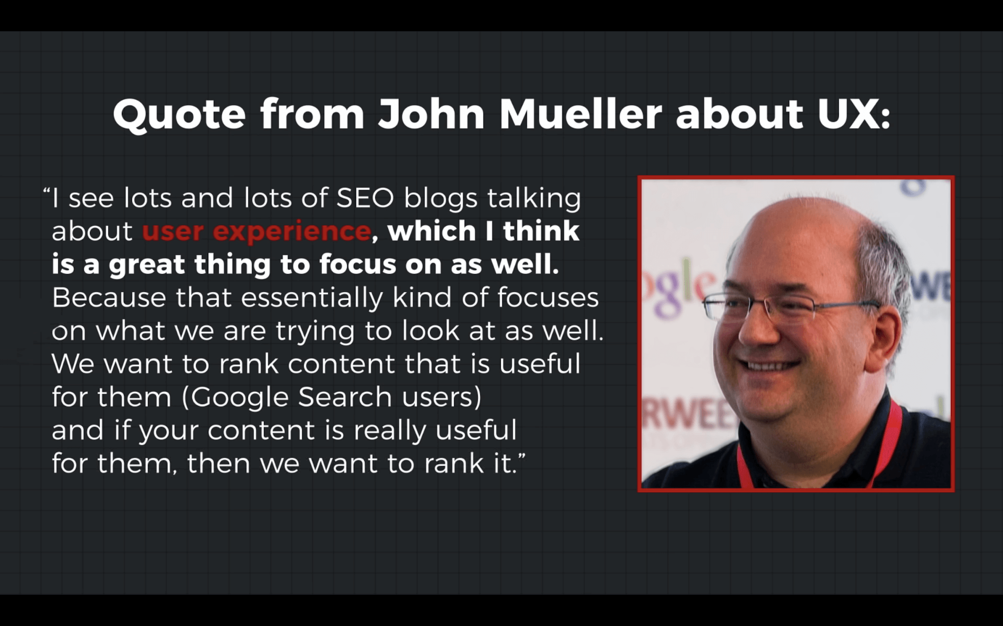 John Mueller nói về UX trong chiến lược seo cho website