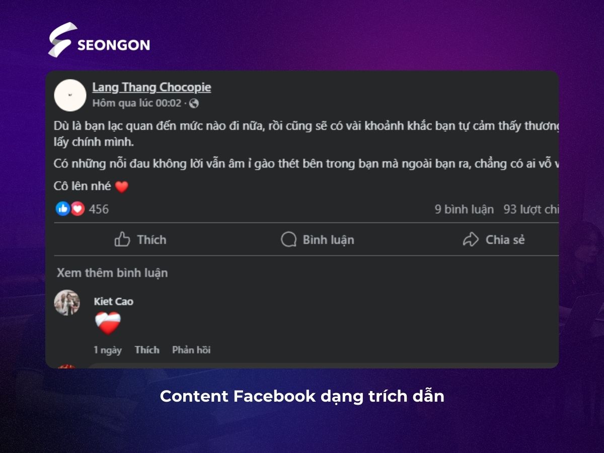 Trích dẫn thường khiến người dùng đồng cảm và tích cực tương tác