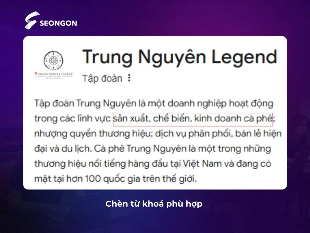 Trong phần mô tả và các bài viết trên GMB, bạn nên chèn từ khóa khôn khéo