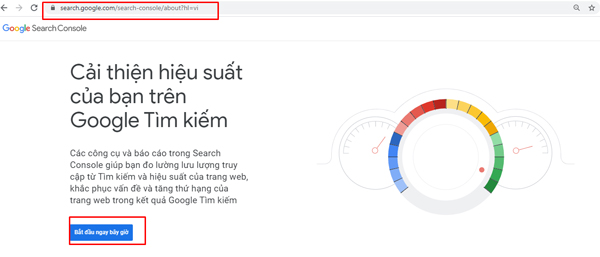 Truy cập trực tiếp vào trang của Google Search Console để tiến hành cài đặt