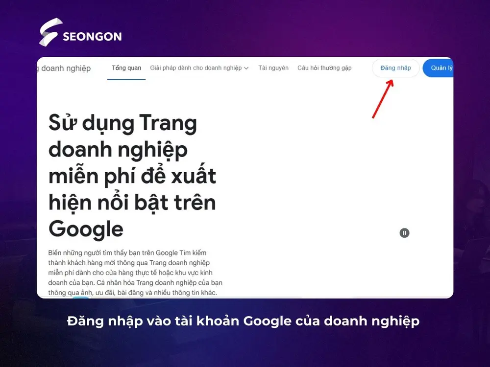 Truy cập vào Trang doanh nghiệp và đăng nhập