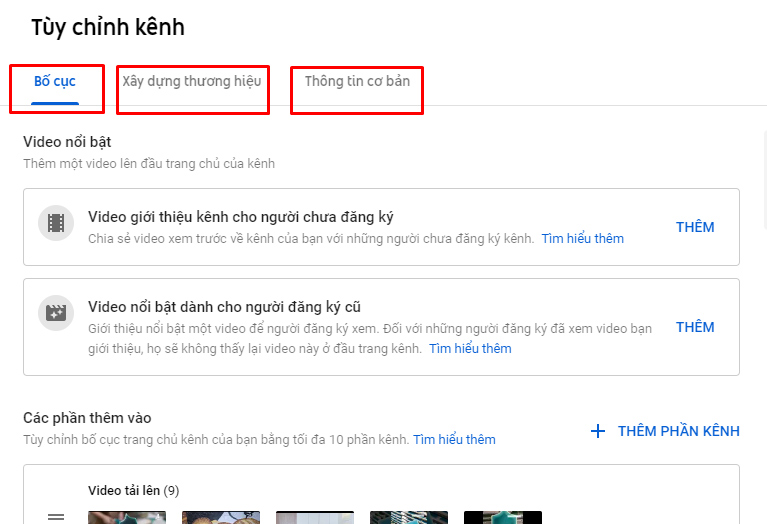 Tùy chỉnh kênh YouTube