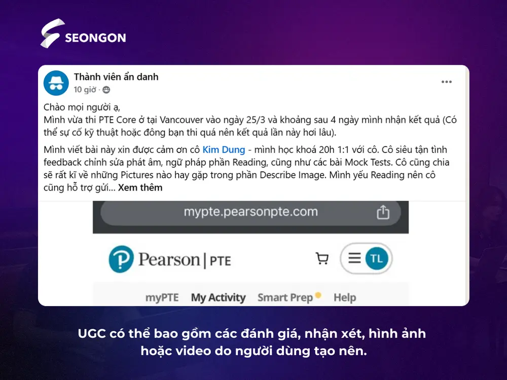 UGC được tạo ra bởi người dùng hoặc người tiêu dùng, thay vì doanh nghiệp
