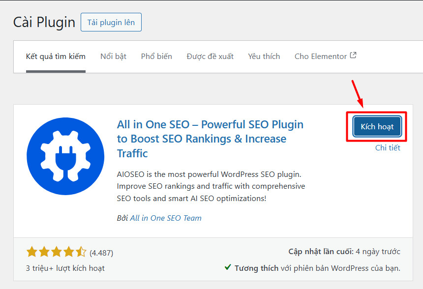 Kích hoạt công cụ All in One SEO trên Wordpress