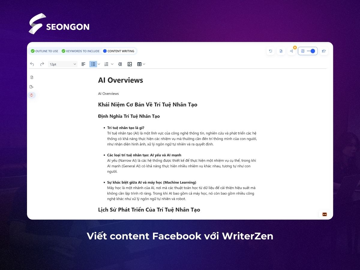 WriterZen hỗ trợ nghiên cứu từ khóa và tạo nội dung chuẩn SEO cho bài đăng