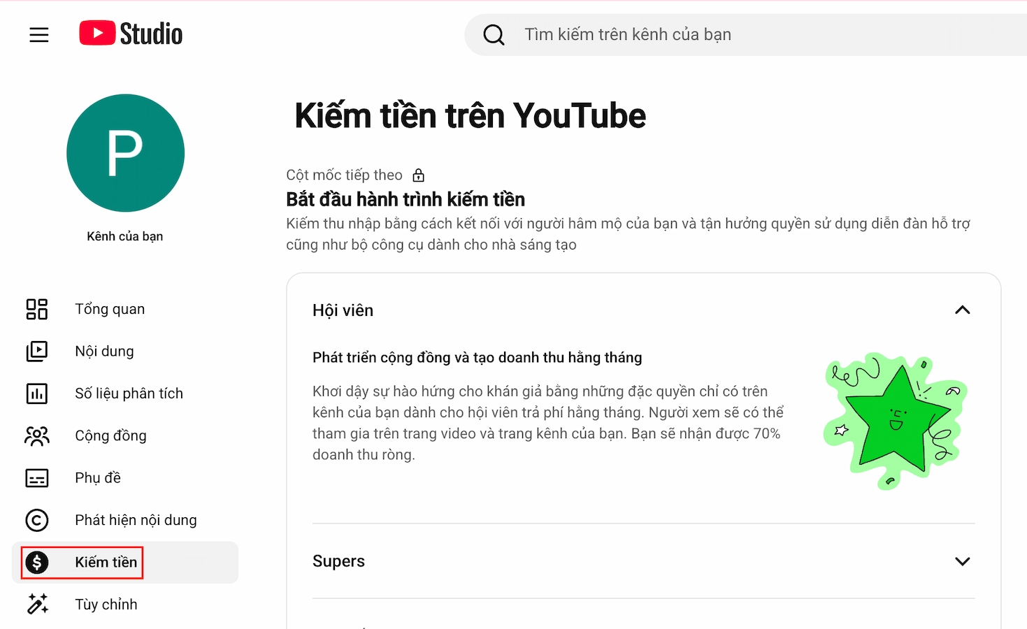 Bật chế độ kiếm tiền Youtube