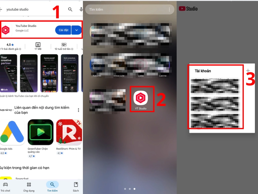 Tải ứng dụng YouTube Studio khi sử dụng trên điện thoại.