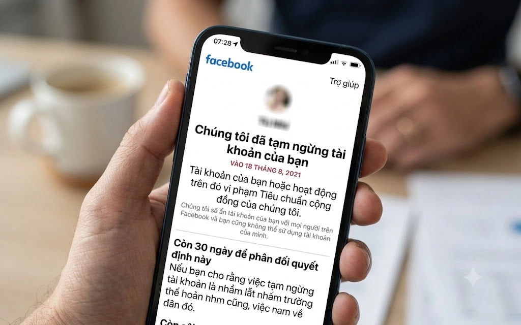 Kiểm tra chi tiết lý do vi phạm trong mục Thông báo hoặc Hộp thư hỗ trợ của Facebook để chụp ảnh bằng chứng gửi kháng nghị.
