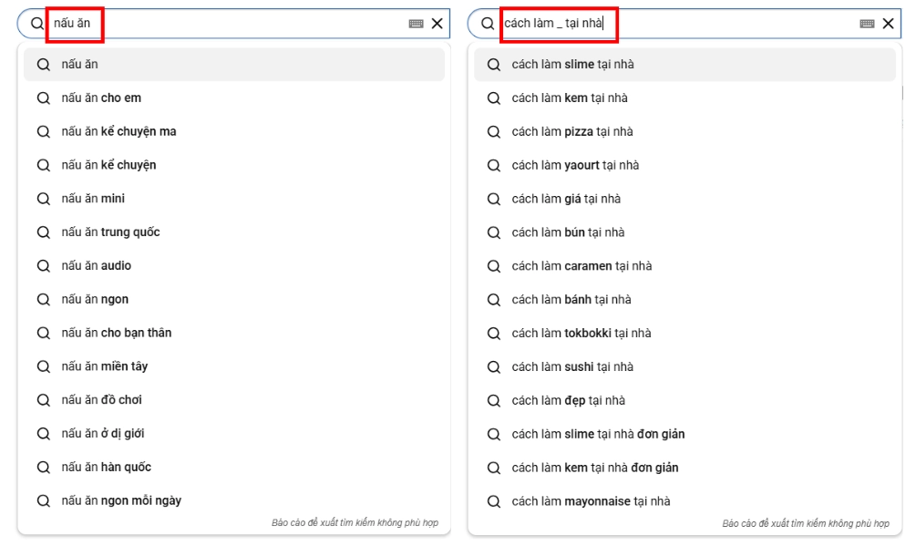 Bạn chỉ cần nhập từ khóa, YouTube sẽ tự động gợi ý cho bạn hàng loạt các từ khóa liên quan.