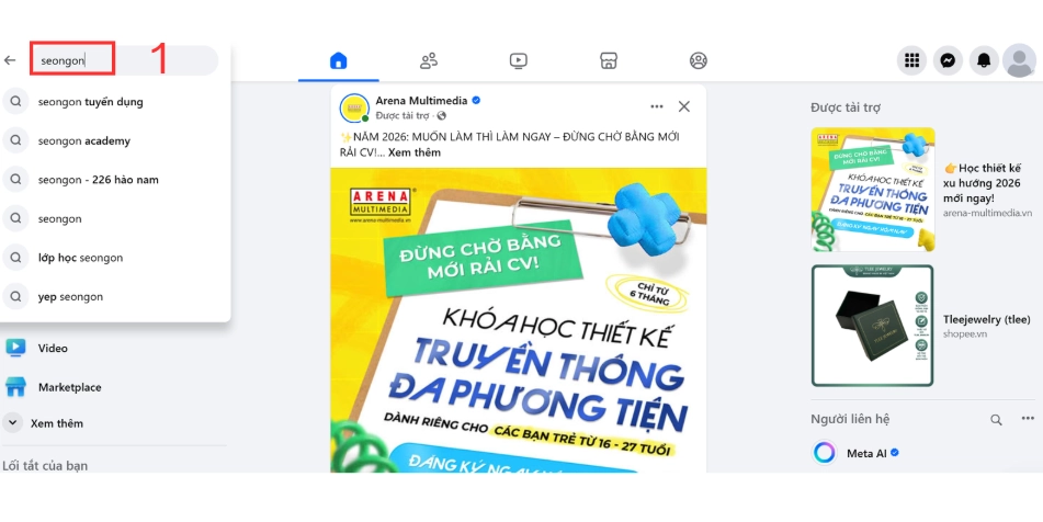 Gõ từ khóa vào ô tìm kiếm
