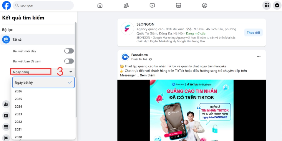 Sử dụng chức năng Tìm kiếm kết hợp Lọc để tìm lại Reels đã xem