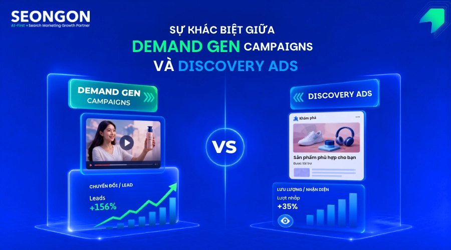 So sánh sự khác biệt giữa chiến dịch Demand Gen và Discovery Ads trong hệ sinh thái Google.